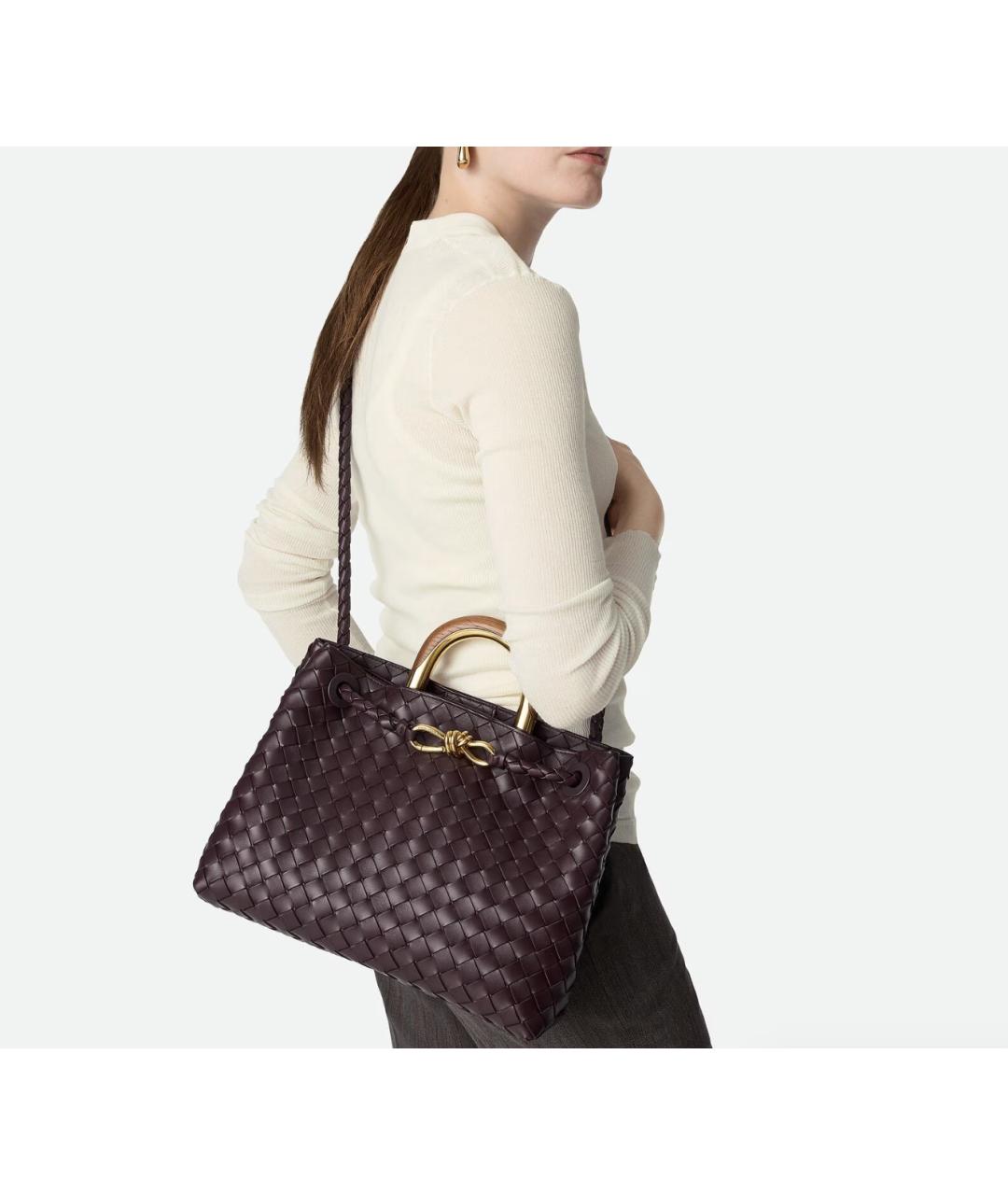 BOTTEGA VENETA Бордовая кожаная сумка через плечо, фото 2