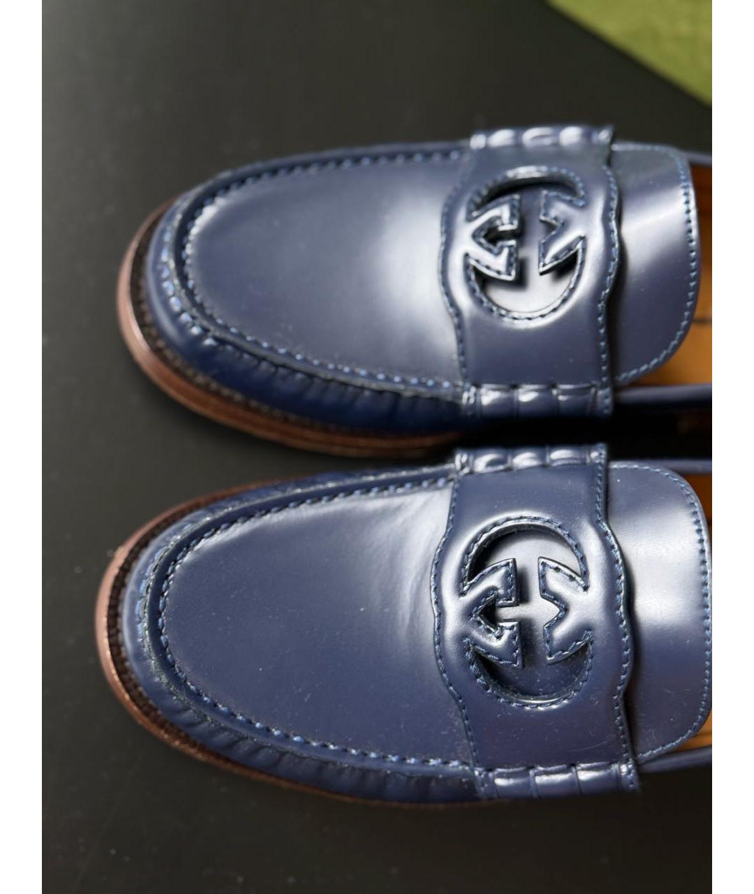 GUCCI Темно-синие лоферы, фото 3