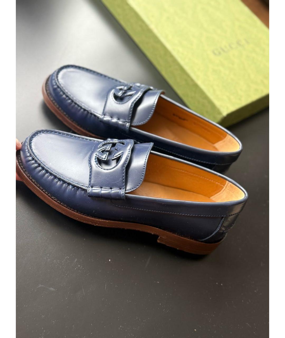 GUCCI Темно-синие лоферы, фото 2