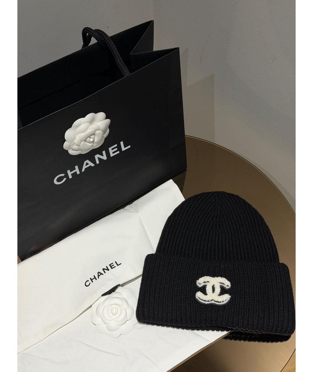 CHANEL Черная кашемировая шапка, фото 2
