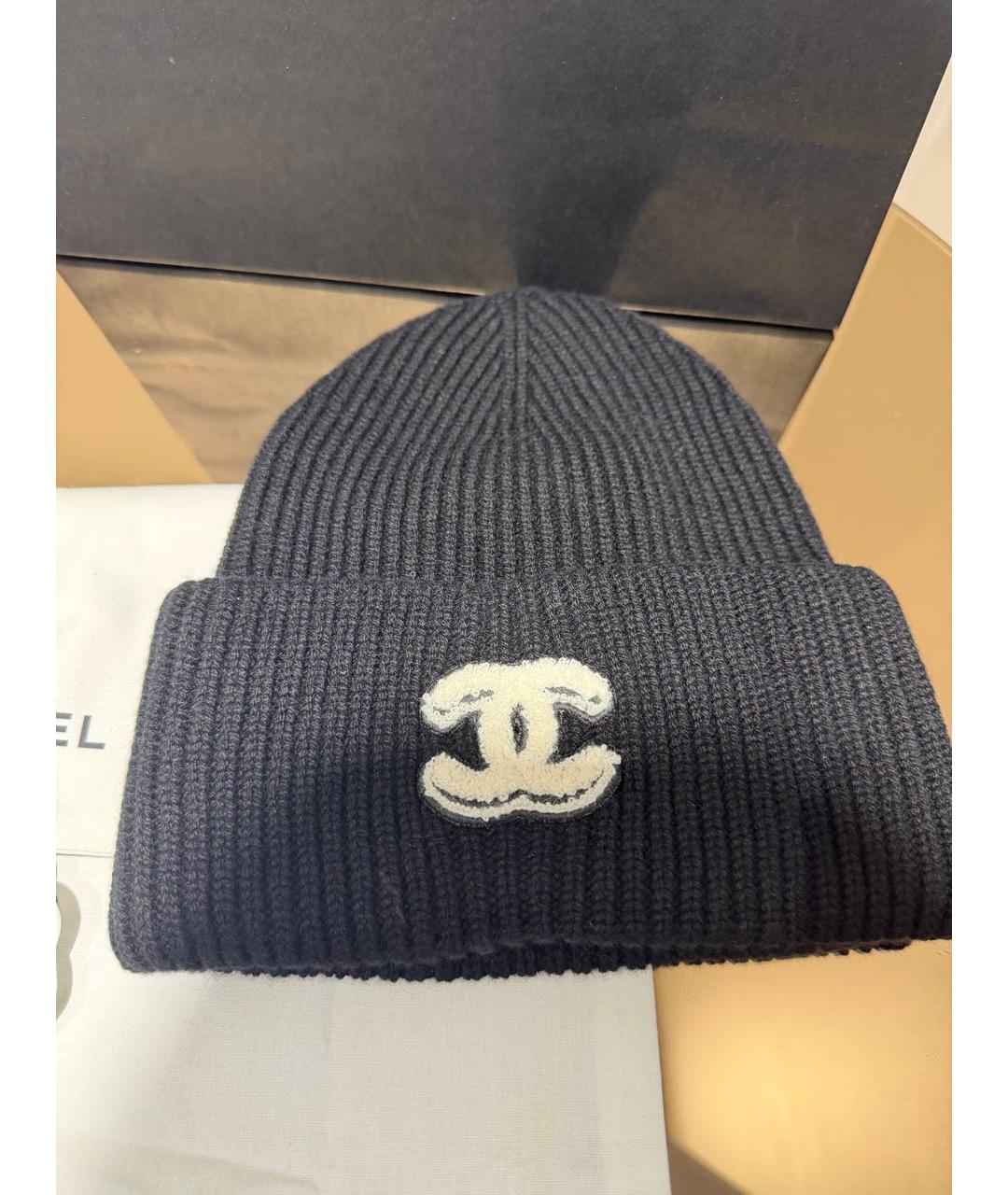 CHANEL Черная кашемировая шапка, фото 6