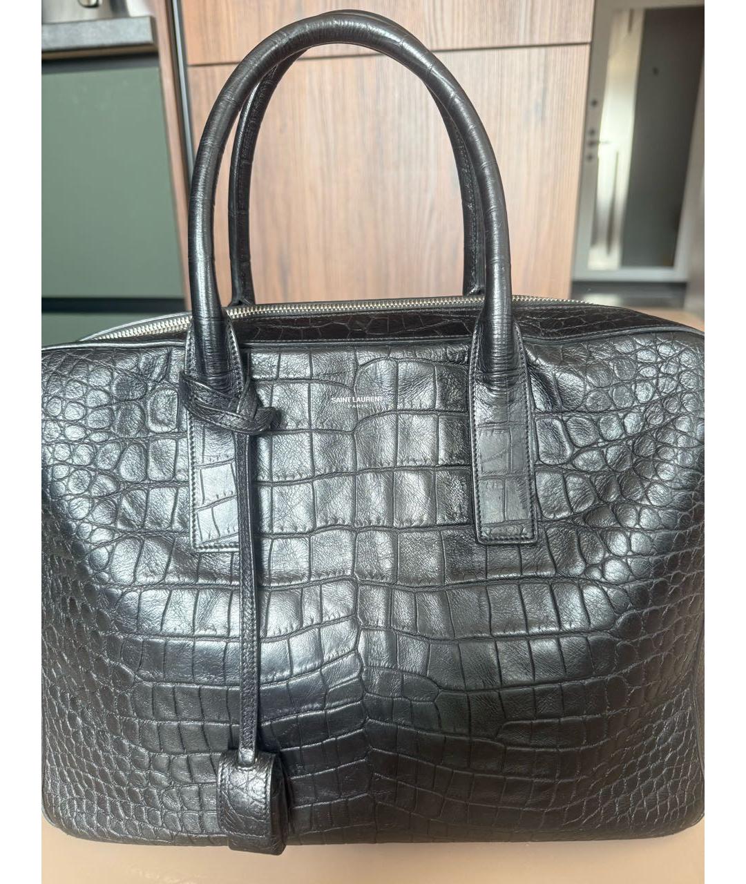 SAINT LAURENT Черный кожаный портфель, фото 7