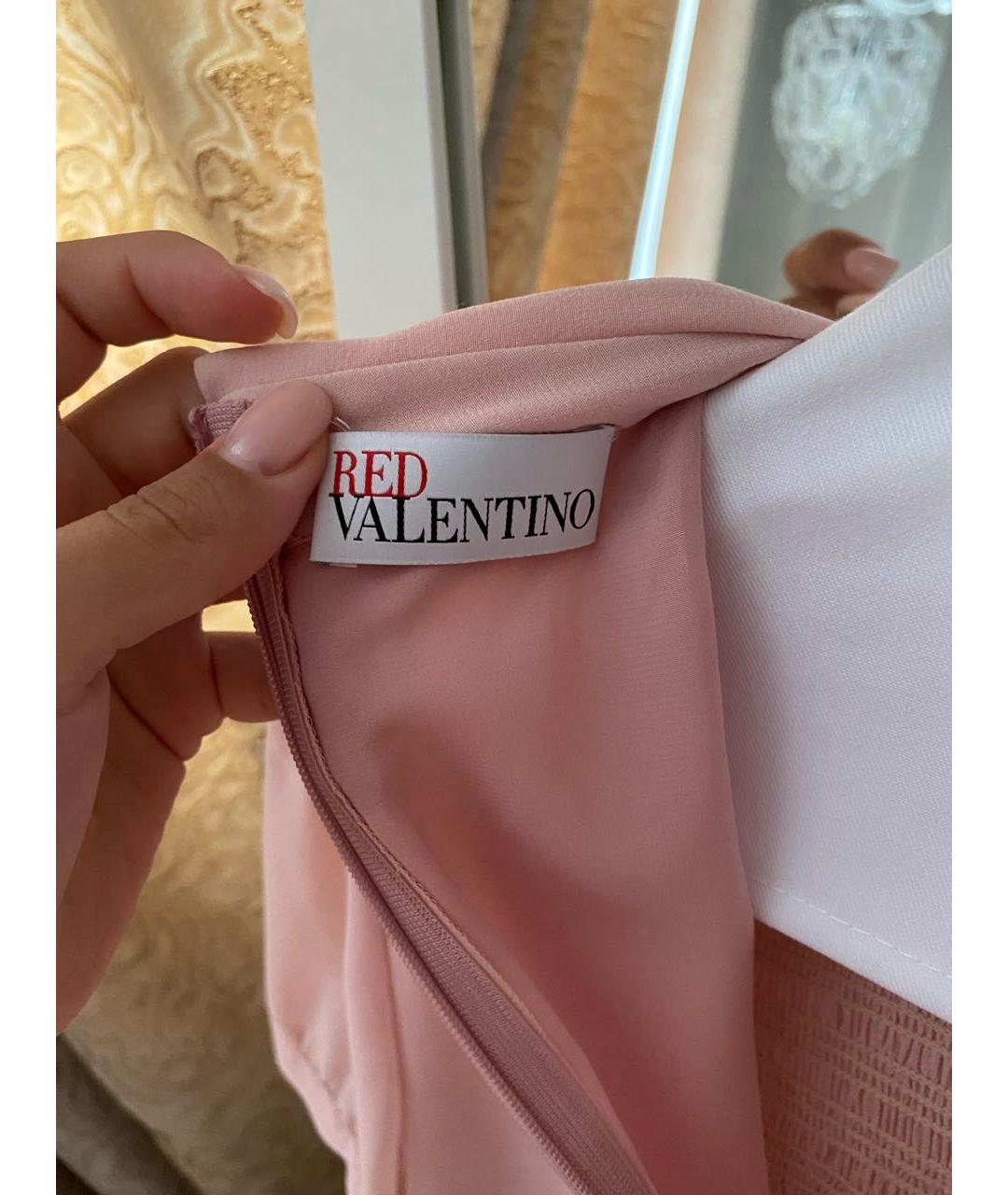 RED VALENTINO Розовое шифоновое повседневное платье, фото 3