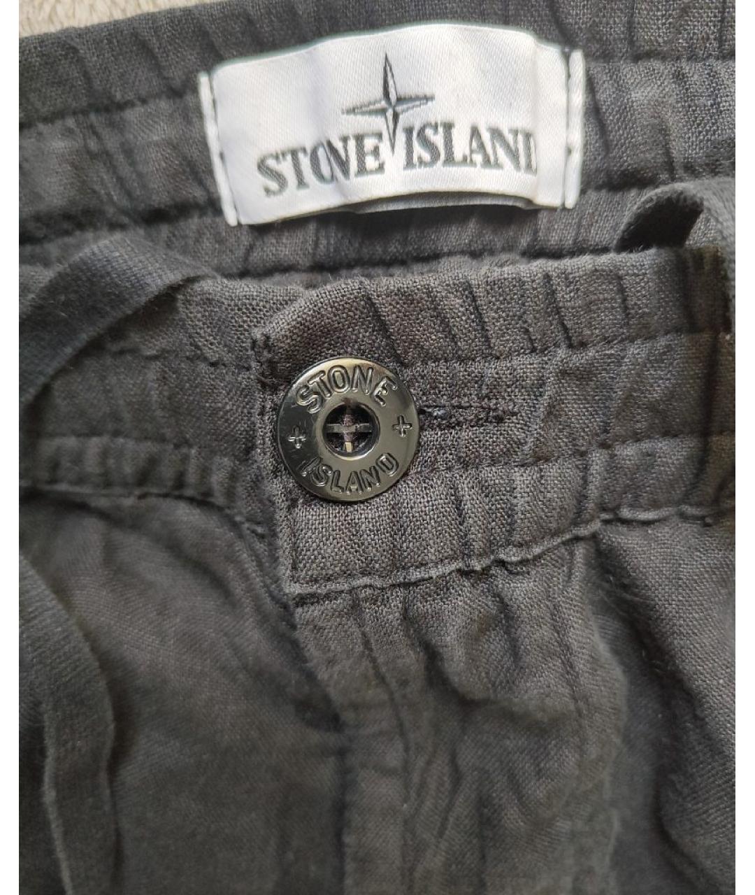 STONE ISLAND Черные хлопковые повседневные брюки, фото 5