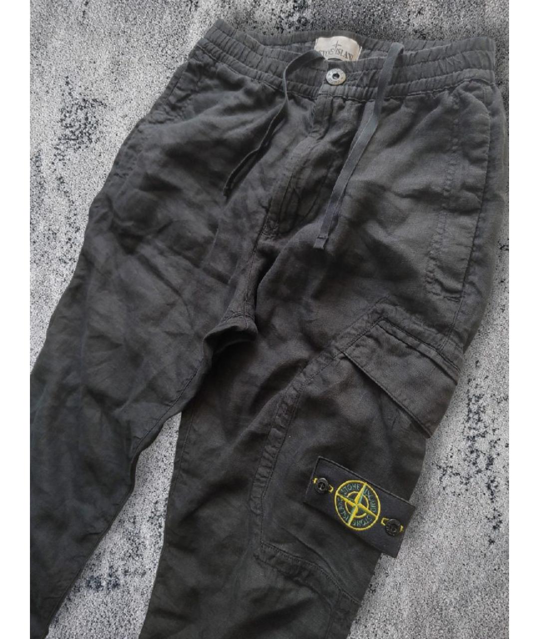 STONE ISLAND Черные хлопковые повседневные брюки, фото 2