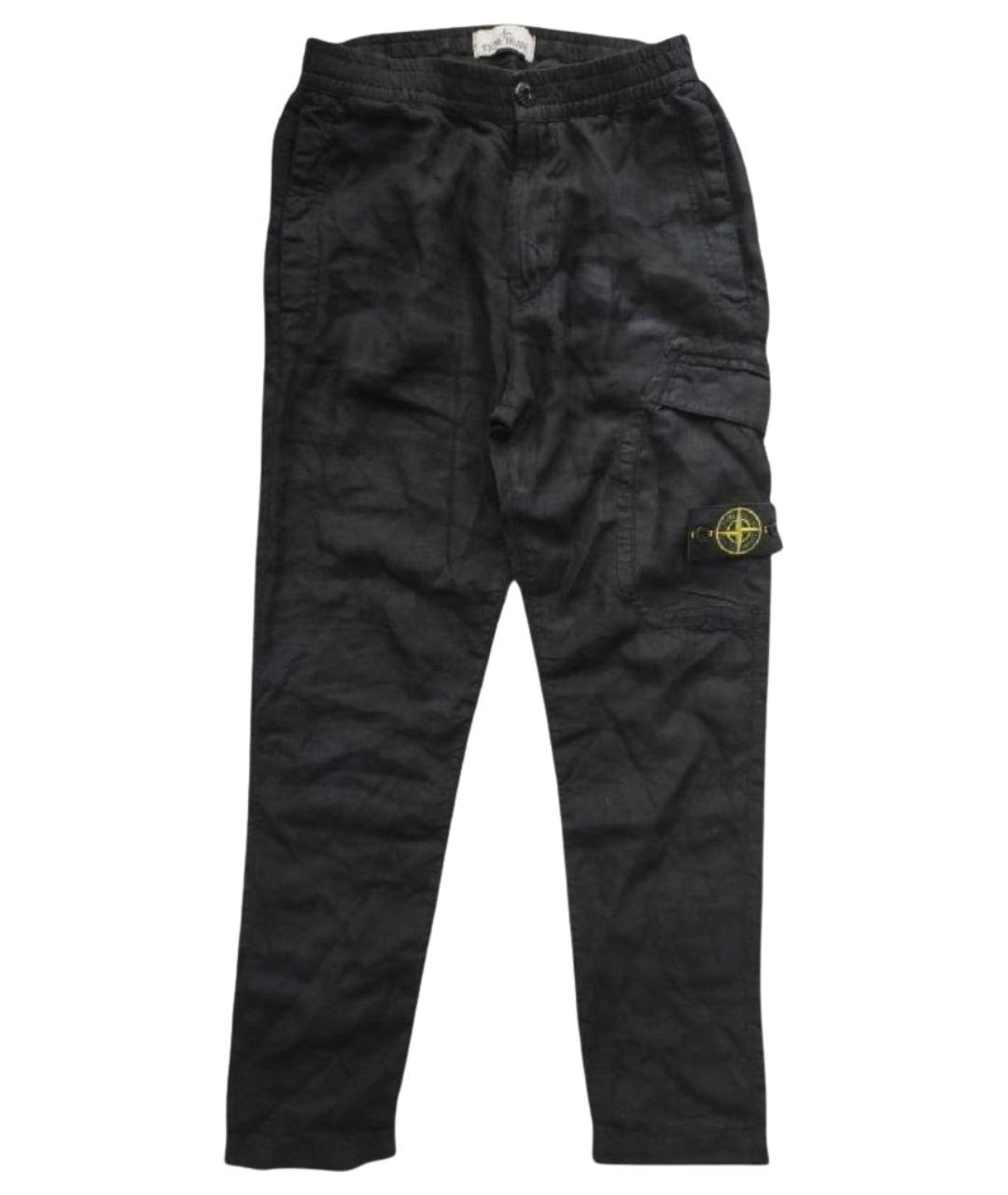STONE ISLAND Черные хлопковые повседневные брюки, фото 1