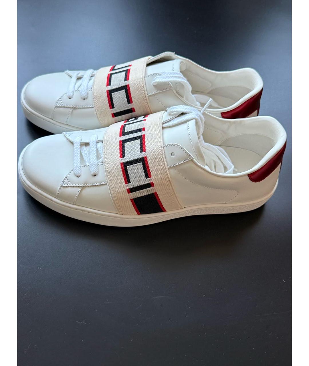 GUCCI Белые кожаные слипоны, фото 9