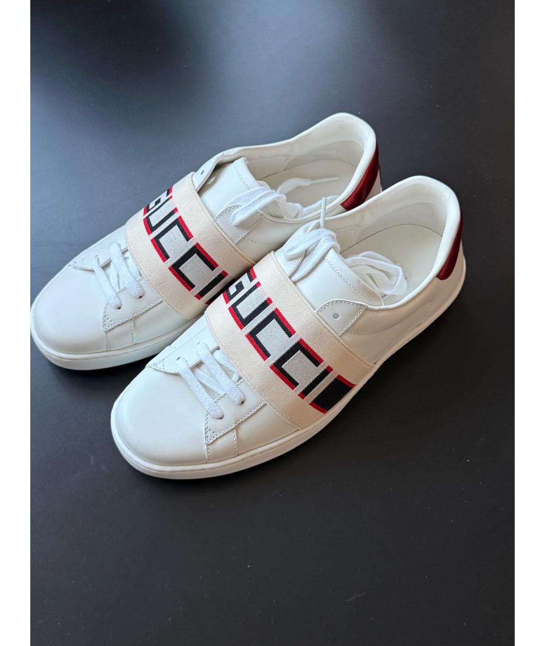 GUCCI Белые кожаные слипоны, фото 2