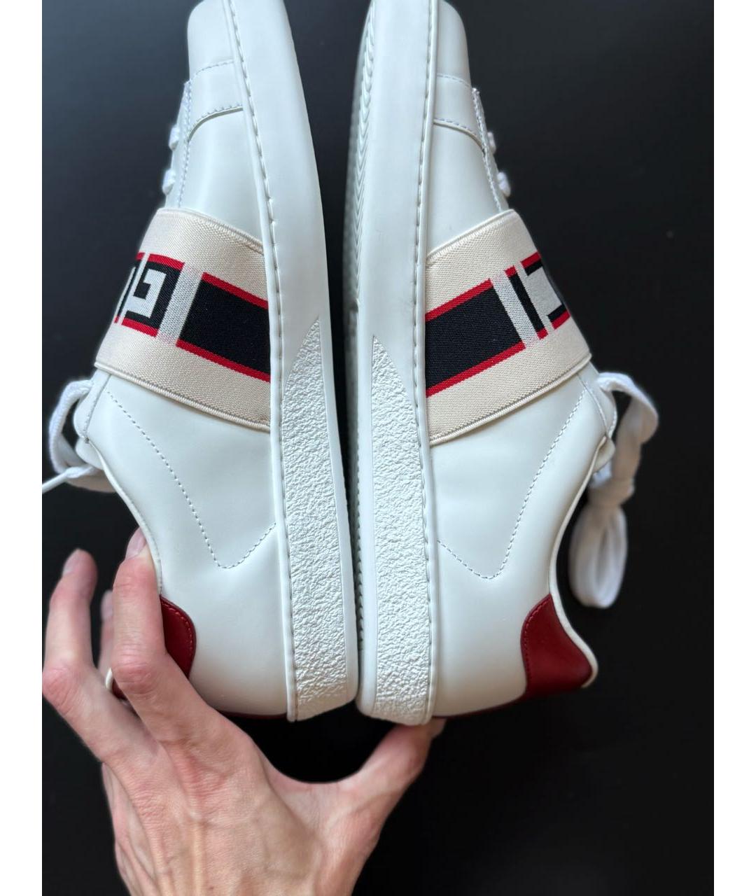 GUCCI Белые кожаные слипоны, фото 5