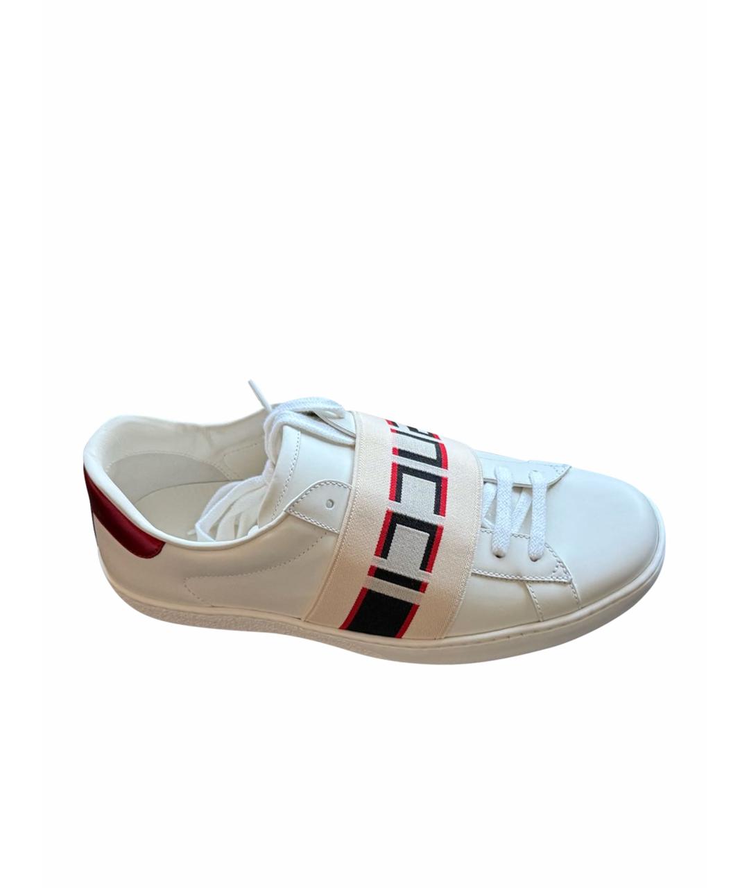 GUCCI Белые кожаные слипоны, фото 1