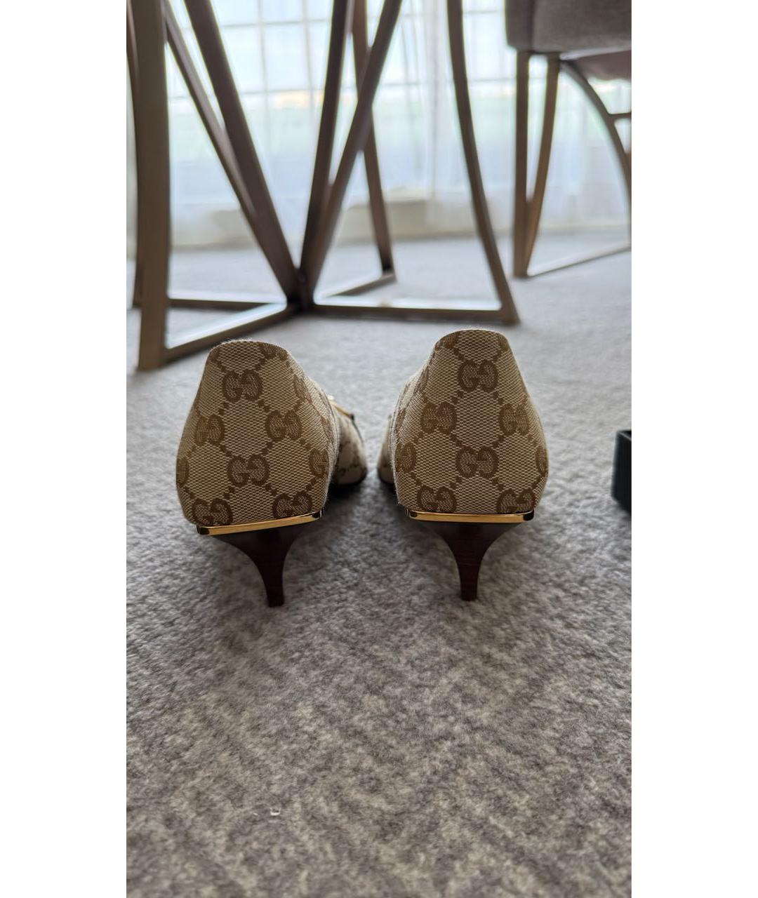 GUCCI Бежевые текстильные туфли, фото 4