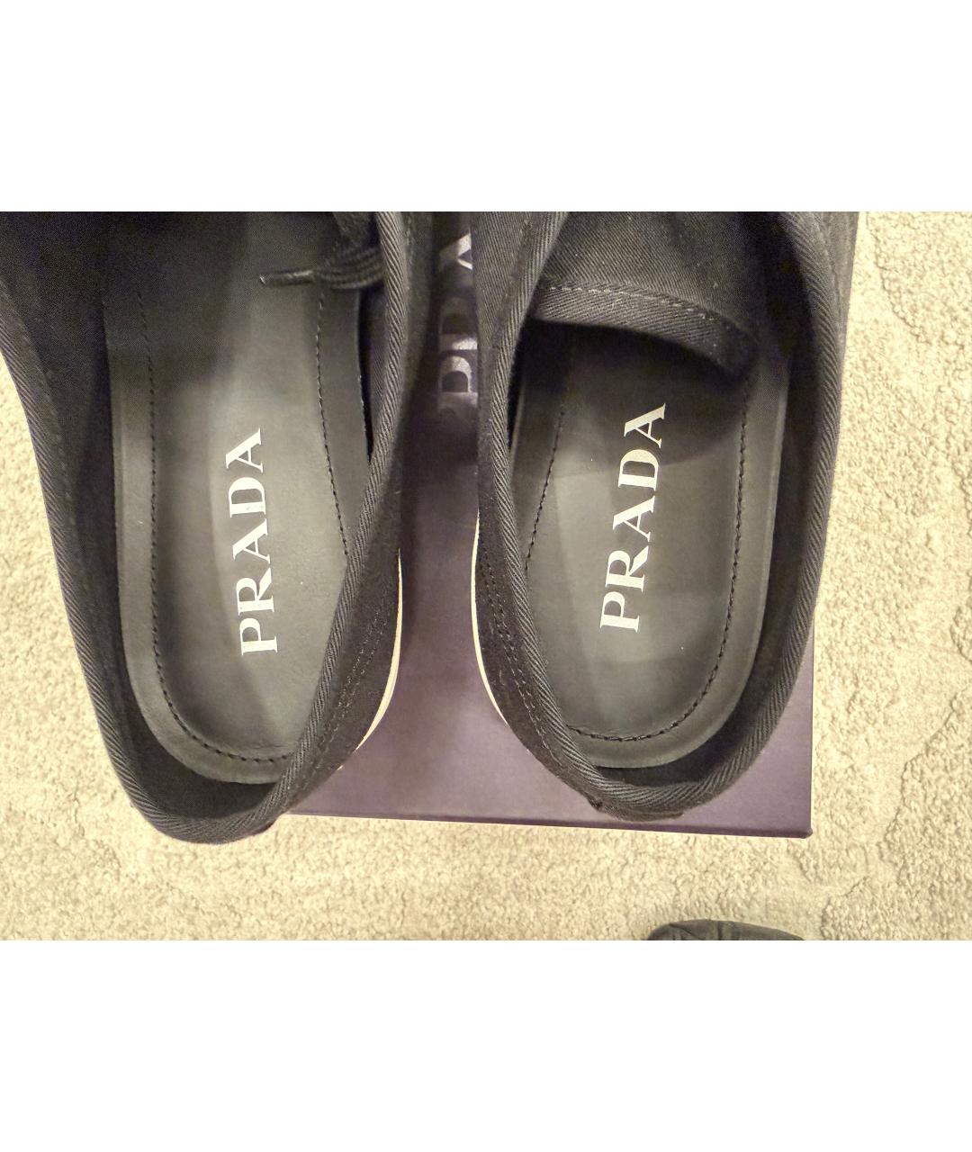PRADA Черные текстильные низкие кроссовки / кеды, фото 7