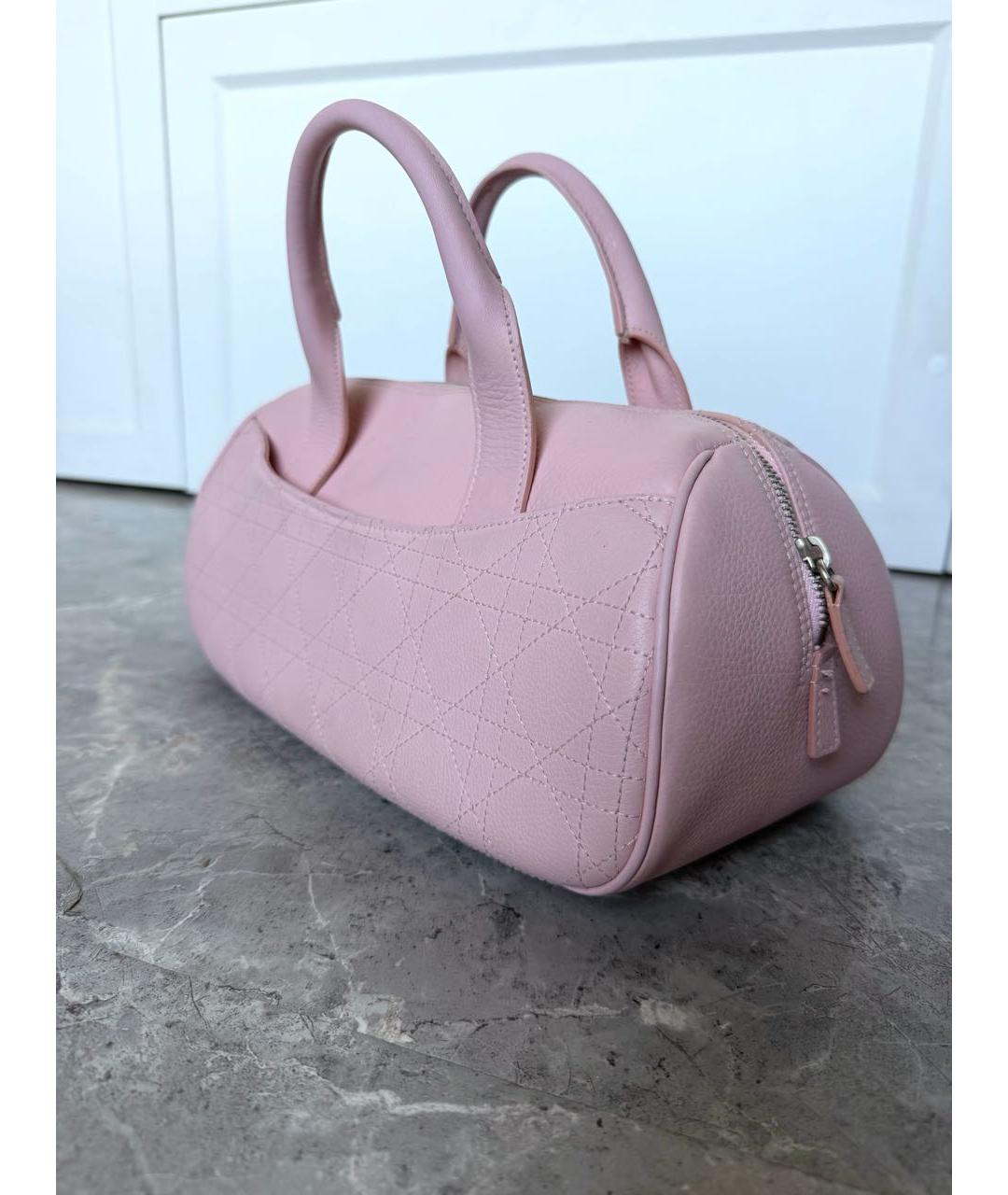 CHRISTIAN DIOR Розовая кожаная сумка с короткими ручками, фото 3