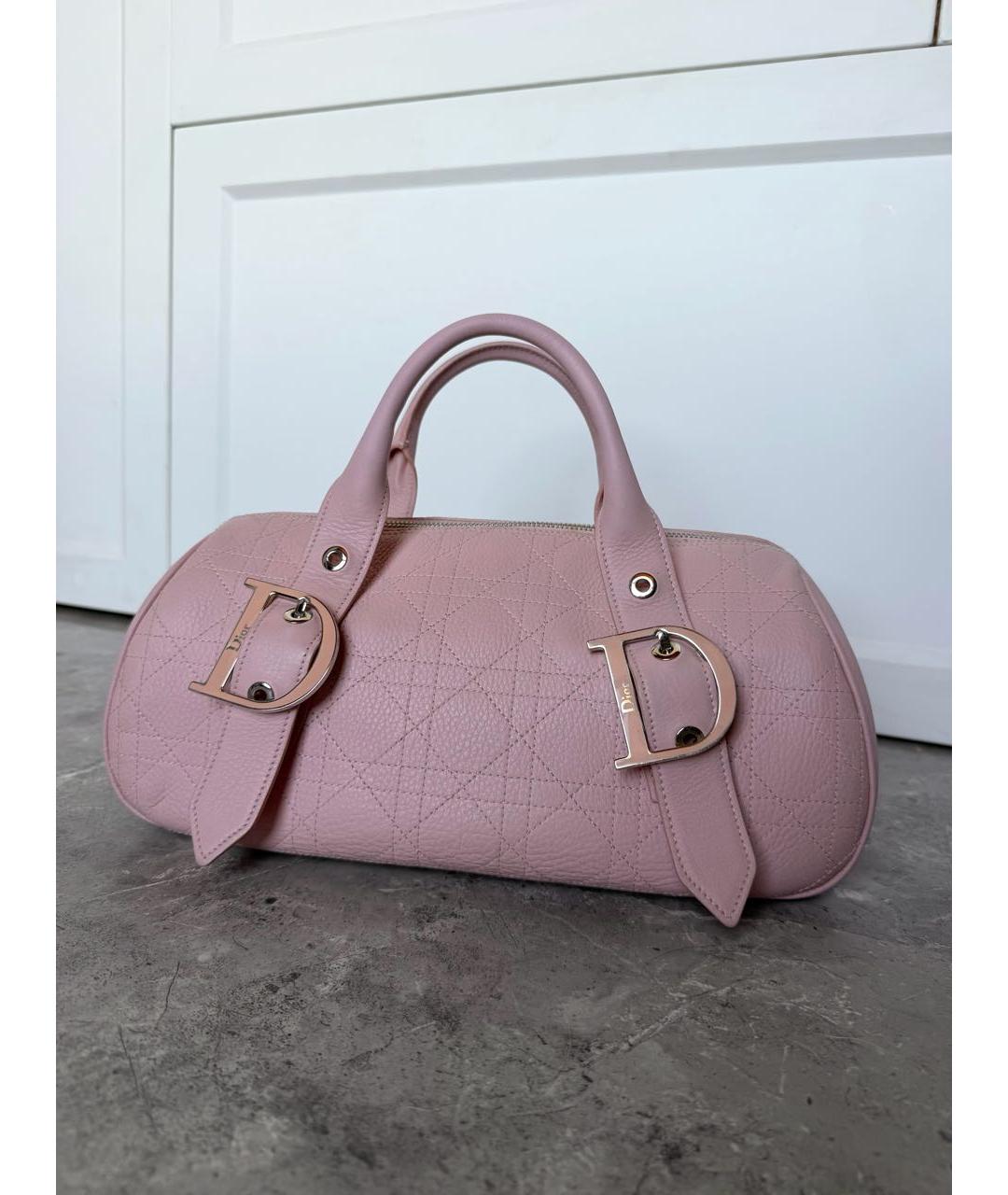 CHRISTIAN DIOR Розовая кожаная сумка с короткими ручками, фото 8