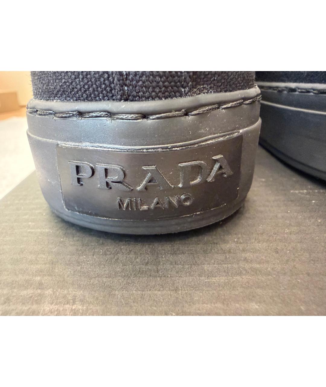 PRADA Черные текстильные низкие кроссовки / кеды, фото 4