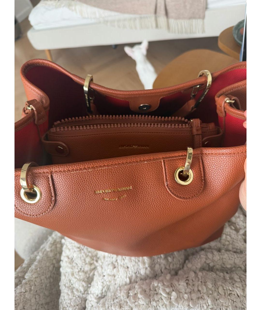 EMPORIO ARMANI Коричневая сумка тоут из искусственной кожи, фото 4