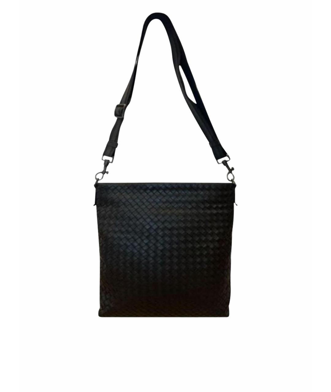 BOTTEGA VENETA Черная кожаная сумка на плечо, фото 1
