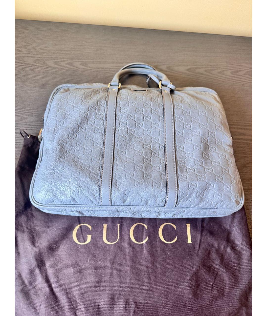 GUCCI Серый кожаный портфель, фото 8