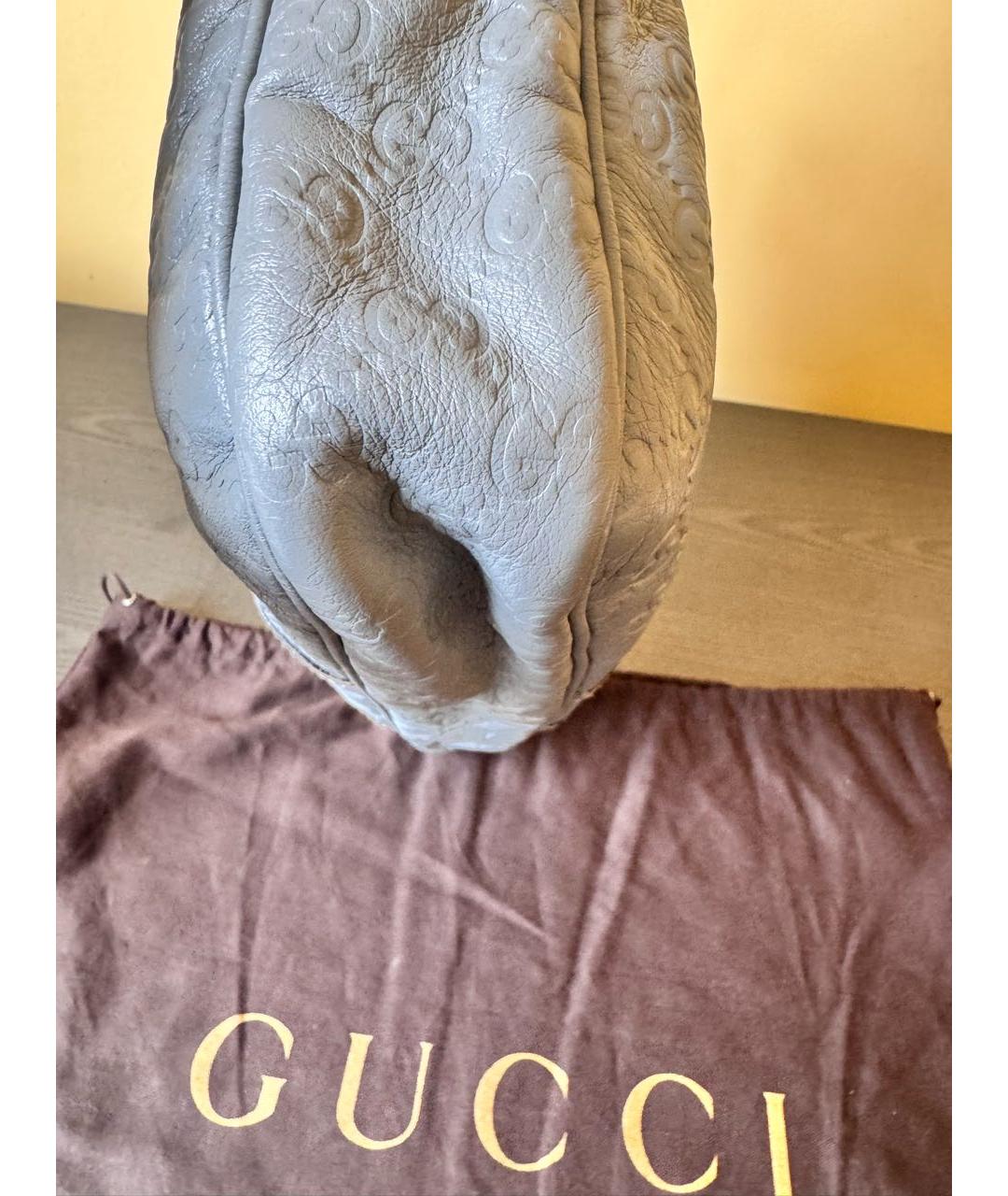 GUCCI Серый кожаный портфель, фото 5