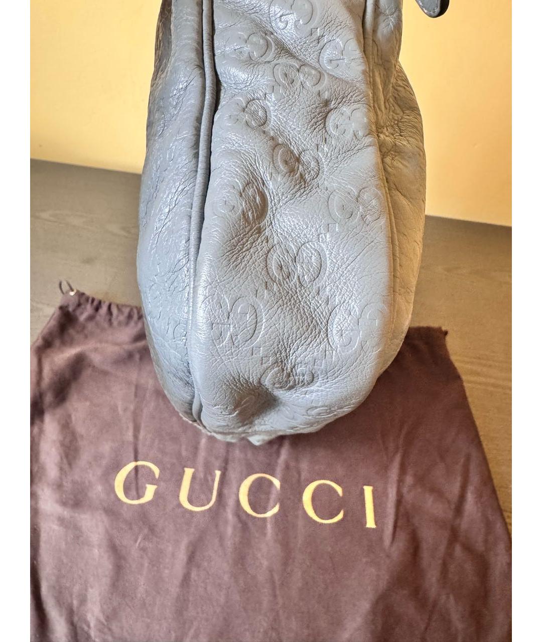 GUCCI Серый кожаный портфель, фото 6