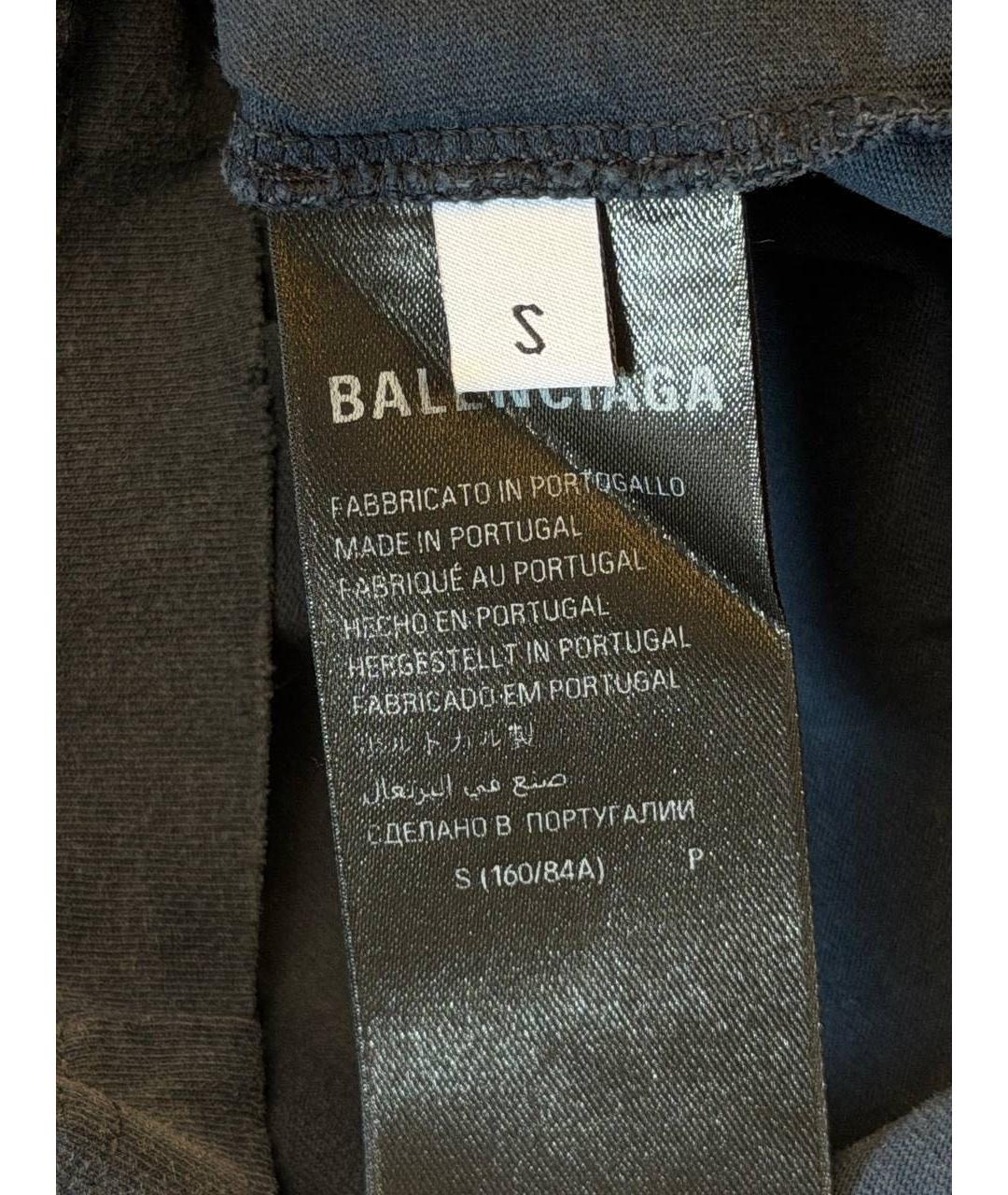 BALENCIAGA Темно-синяя хлопковая футболка, фото 6