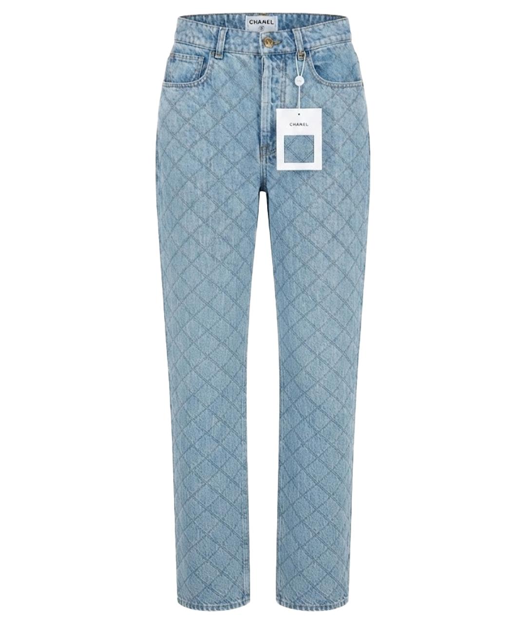 CHANEL Голубые хлопковые прямые джинсы, фото 1