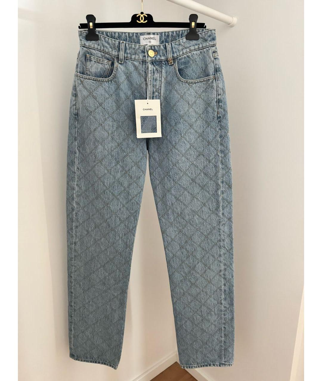 CHANEL Голубые хлопковые прямые джинсы, фото 8