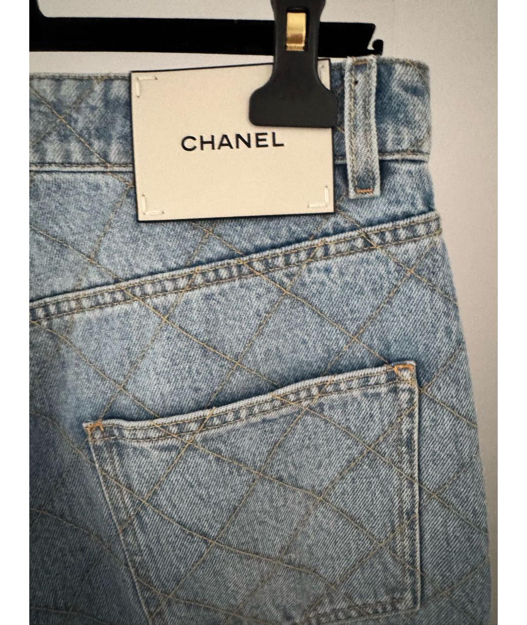 CHANEL Голубые хлопковые прямые джинсы, фото 3