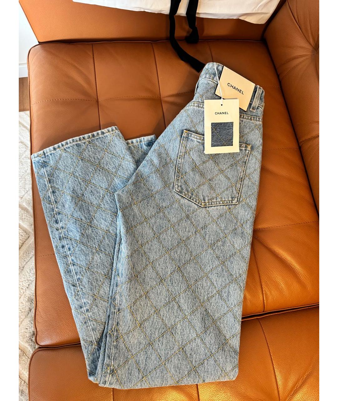 CHANEL Голубые хлопковые прямые джинсы, фото 6