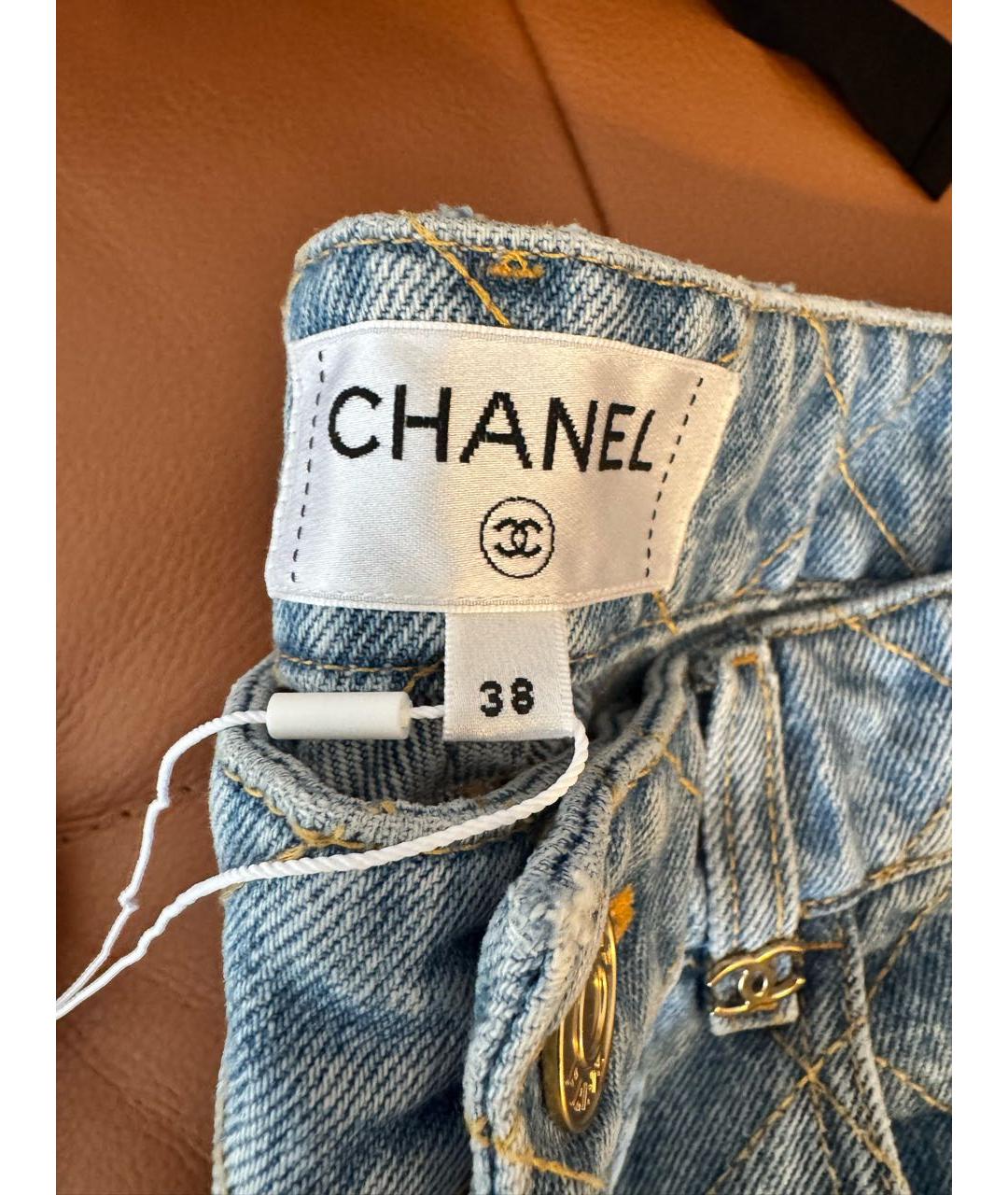 CHANEL Голубые хлопковые прямые джинсы, фото 7