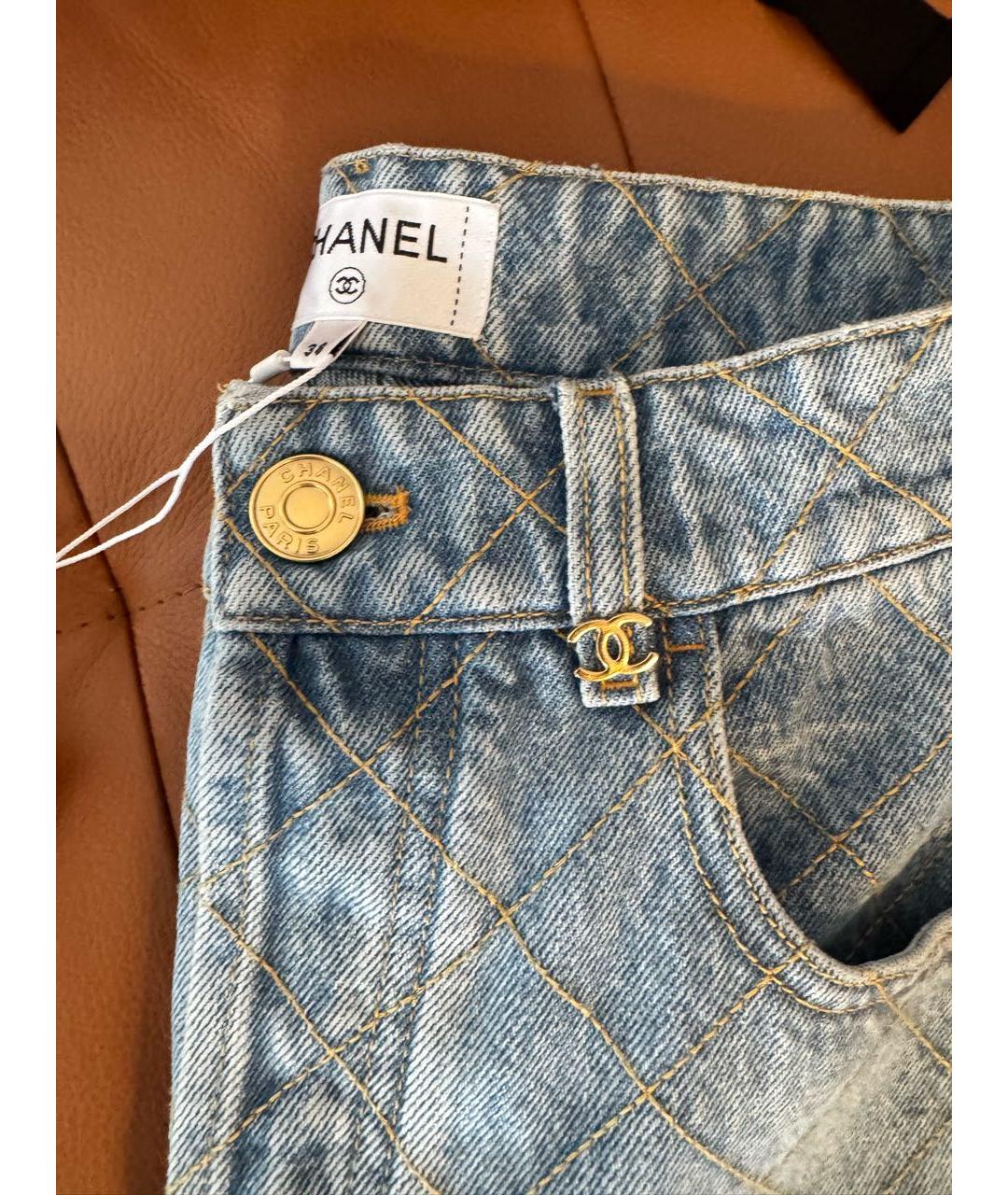 CHANEL Голубые хлопковые прямые джинсы, фото 5