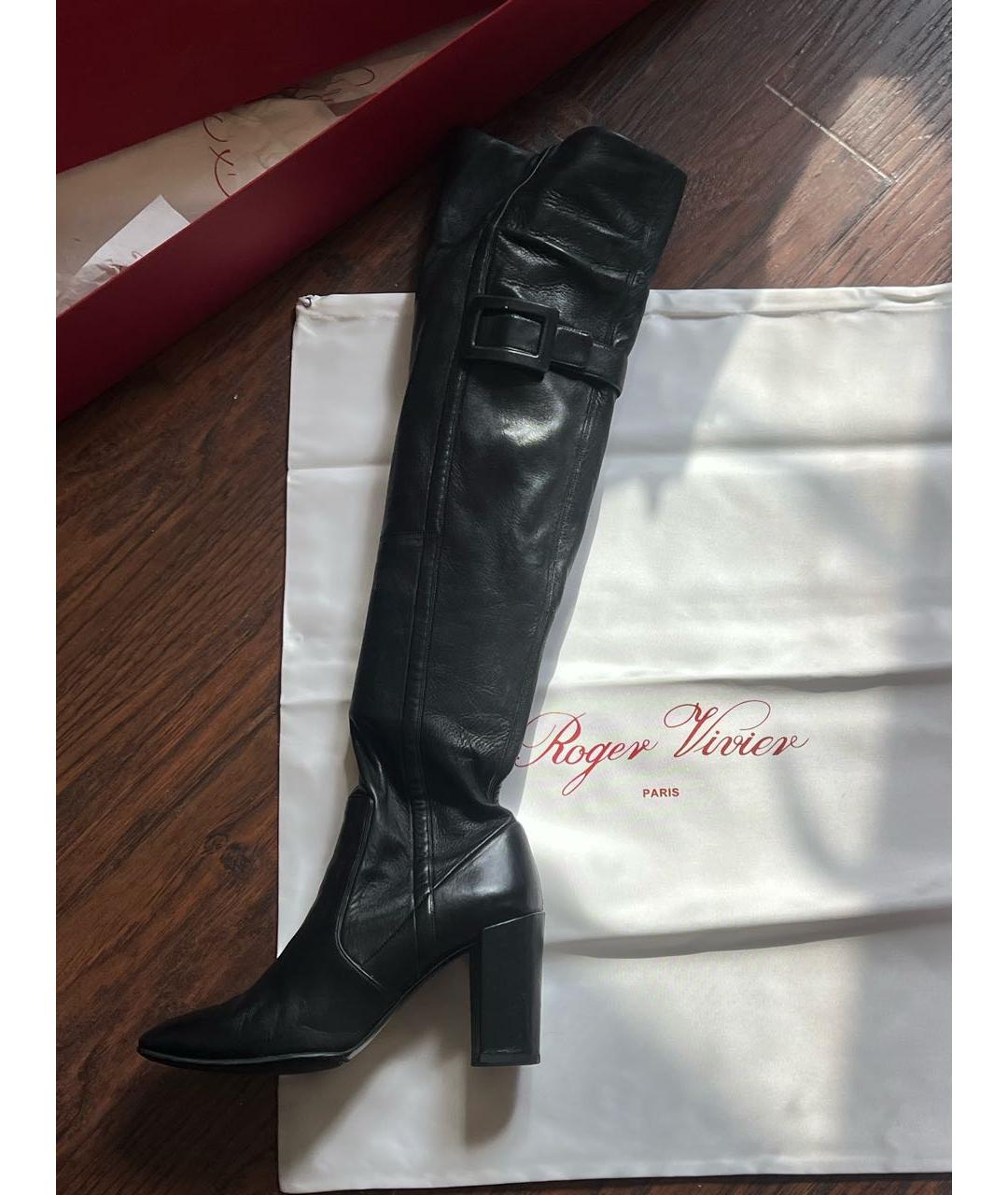 ROGER VIVIER Черные кожаные ботфорты, фото 7