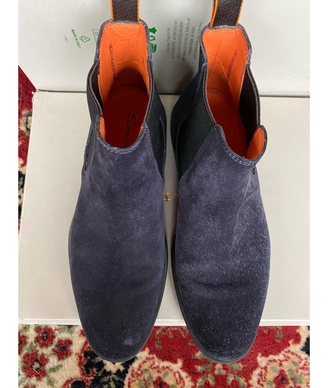 SANTONI Темно-синие замшевые низкие ботинки, фото 3