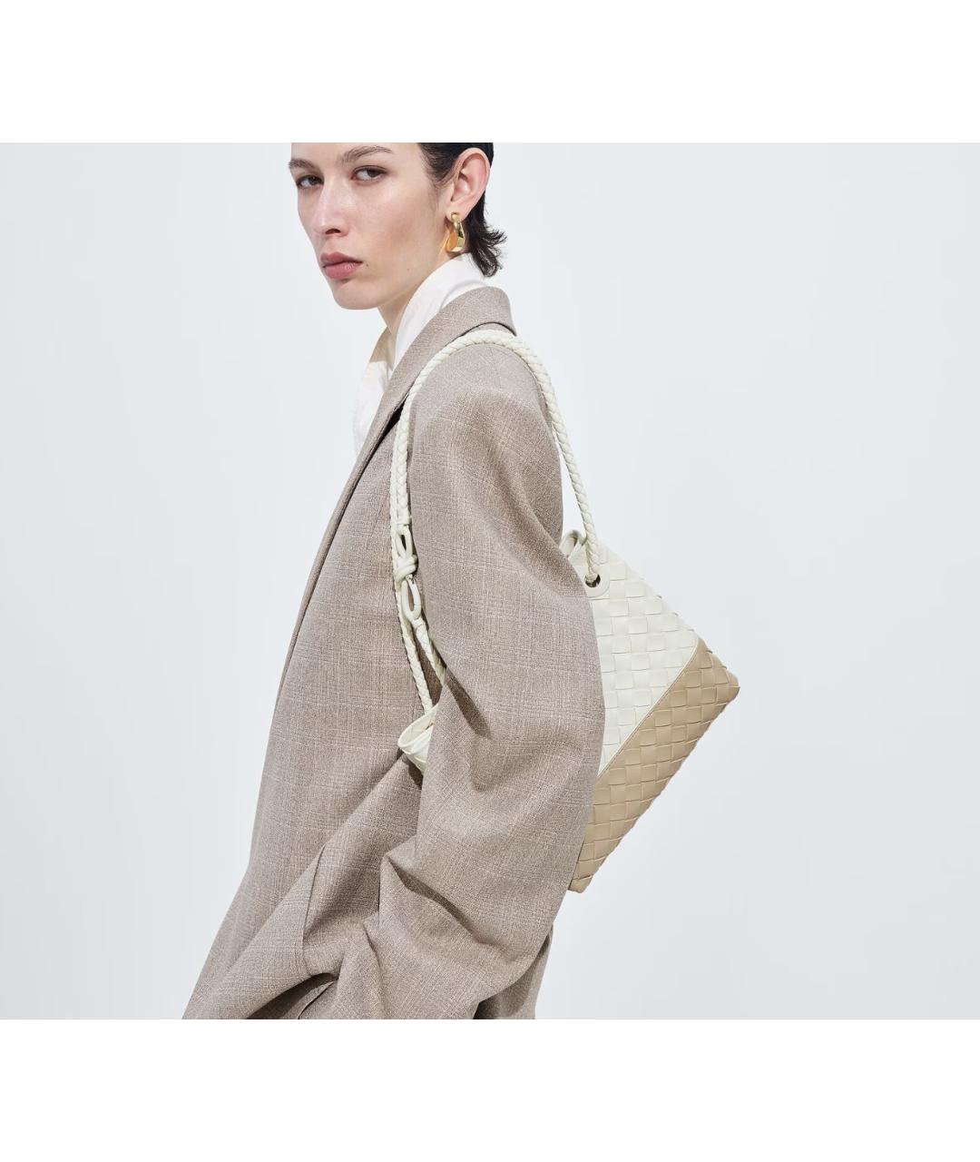 BOTTEGA VENETA Белая кожаная сумка через плечо, фото 2