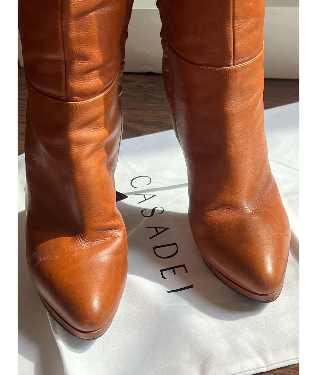 CASADEI Коричневые кожаные ботфорты, фото 2