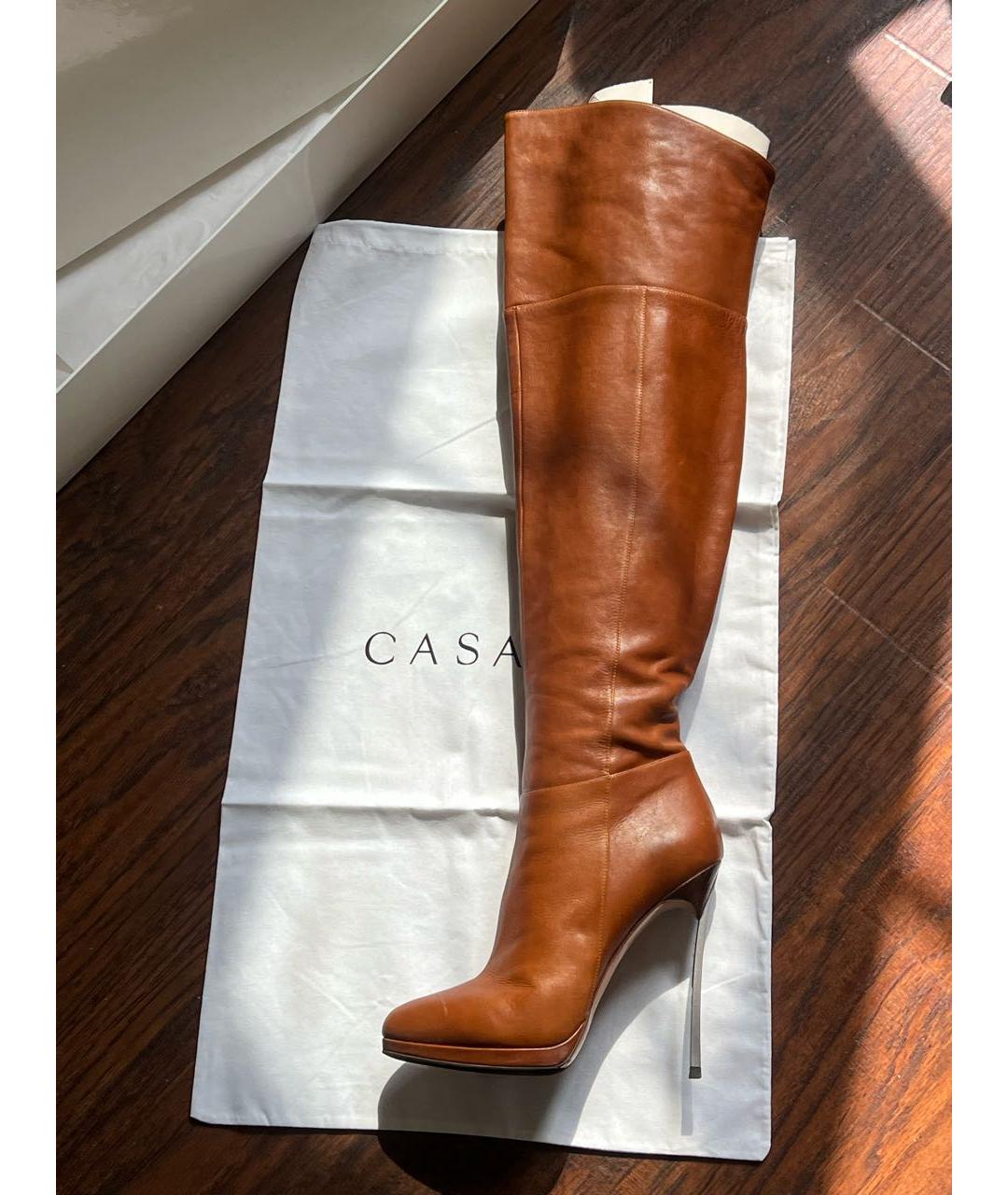CASADEI Коричневые кожаные ботфорты, фото 5