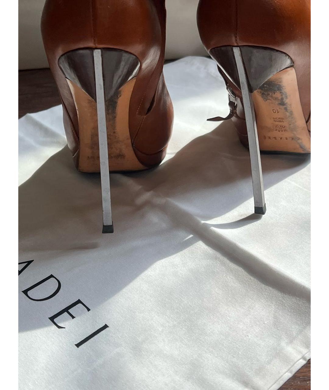 CASADEI Коричневые кожаные ботфорты, фото 4