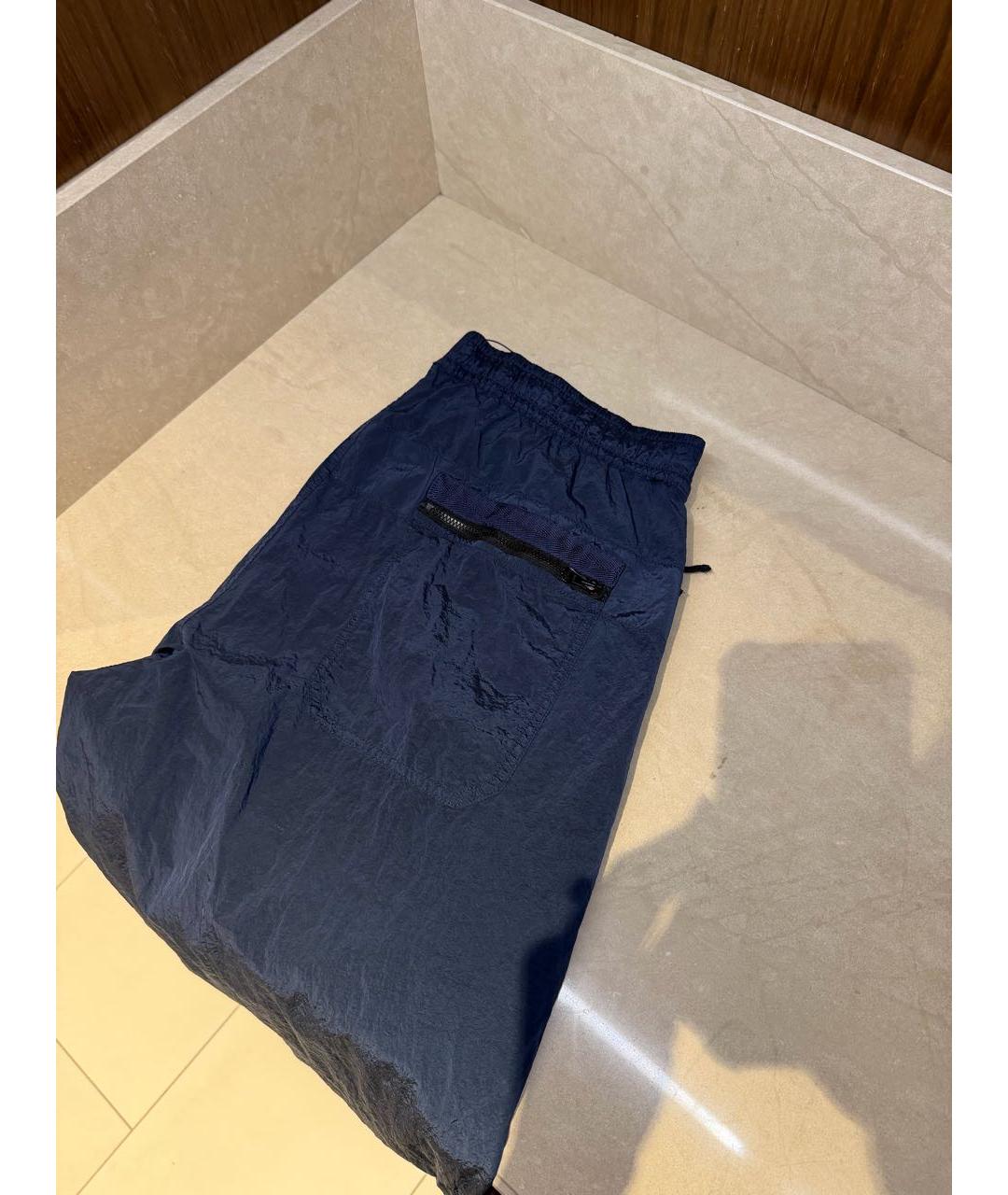STONE ISLAND Темно-синие полиамидовые повседневные брюки, фото 4