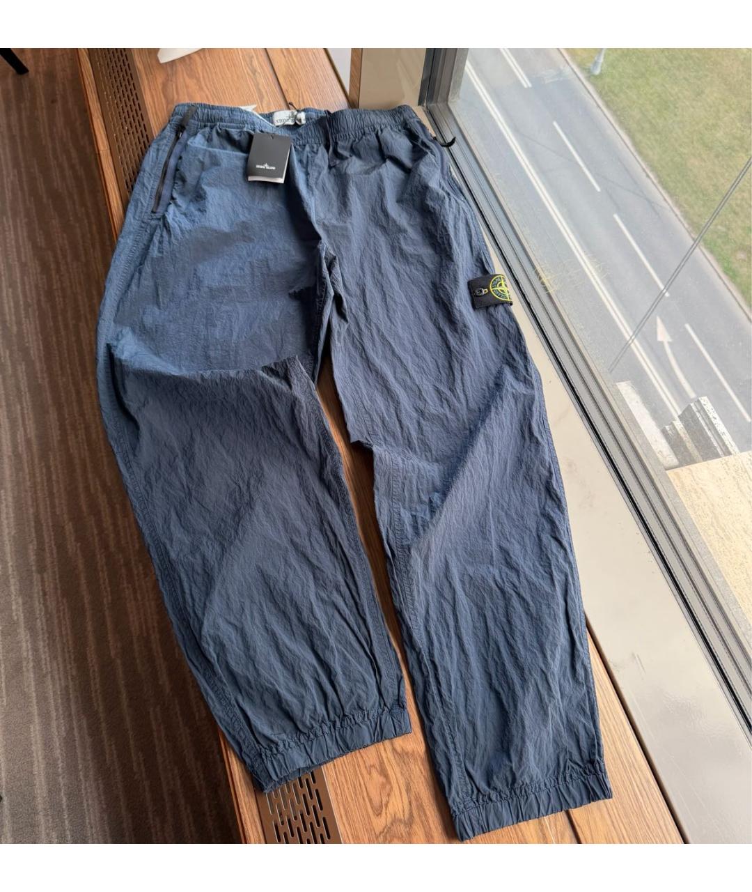 STONE ISLAND Темно-синие полиамидовые повседневные брюки, фото 3