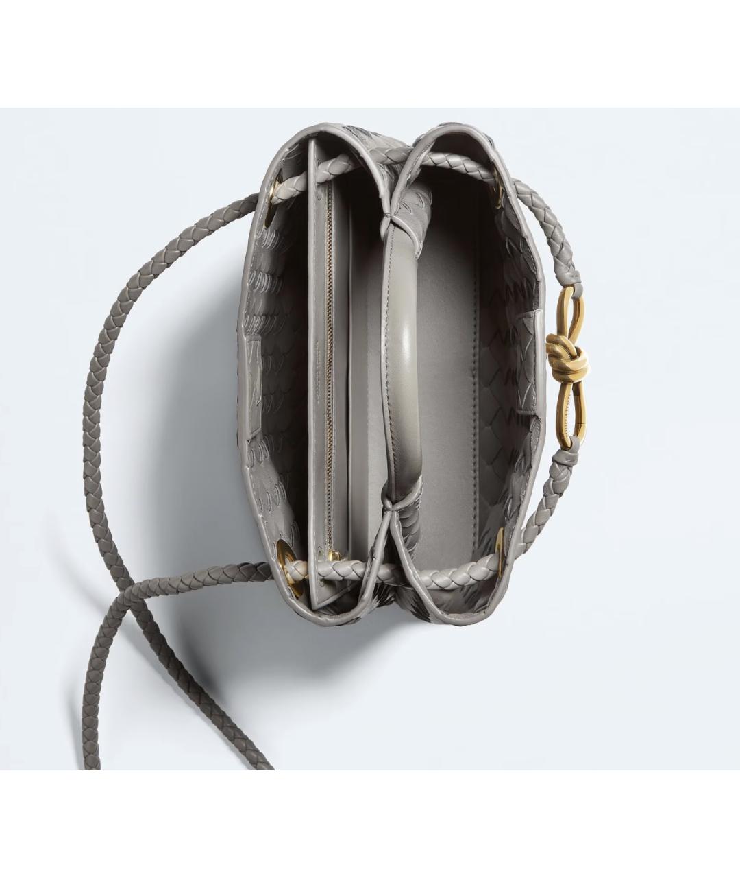 BOTTEGA VENETA Серая кожаная сумка через плечо, фото 3
