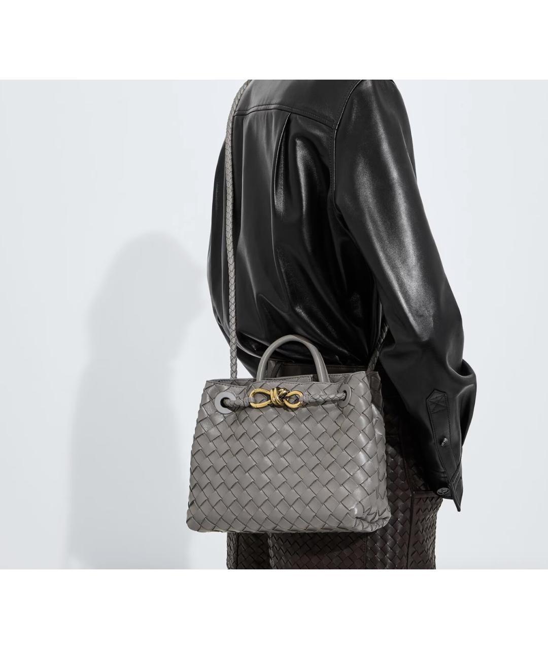 BOTTEGA VENETA Серая кожаная сумка через плечо, фото 2