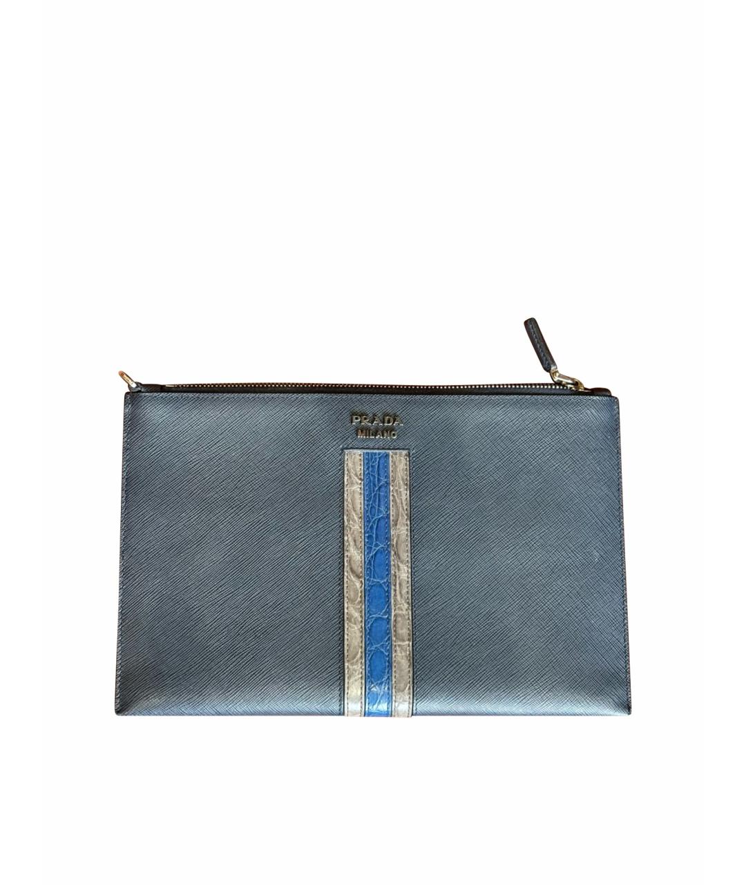 PRADA Темно-синяя кожаная папка для документов, фото 1