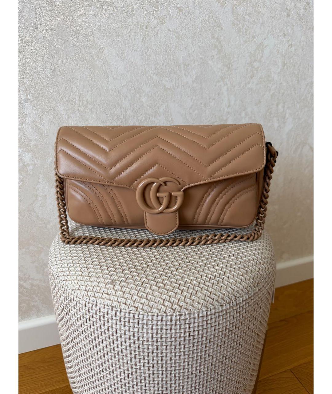 GUCCI Бежевая кожаная сумка через плечо, фото 5