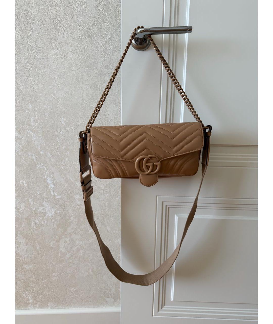 GUCCI Бежевая кожаная сумка через плечо, фото 9