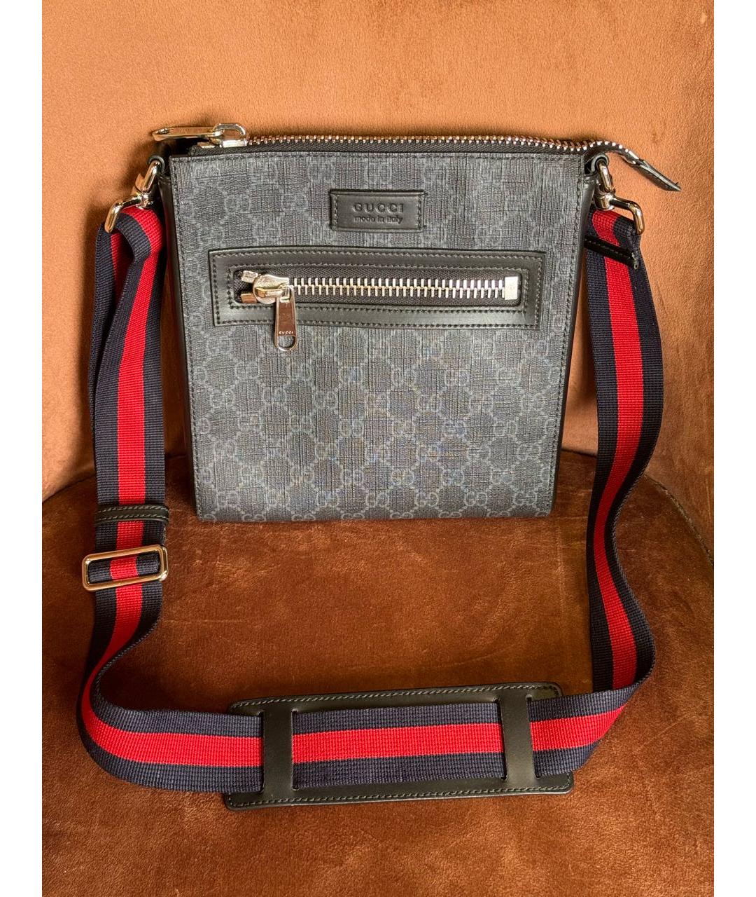 GUCCI Черная сумка на плечо из канвы, фото 5