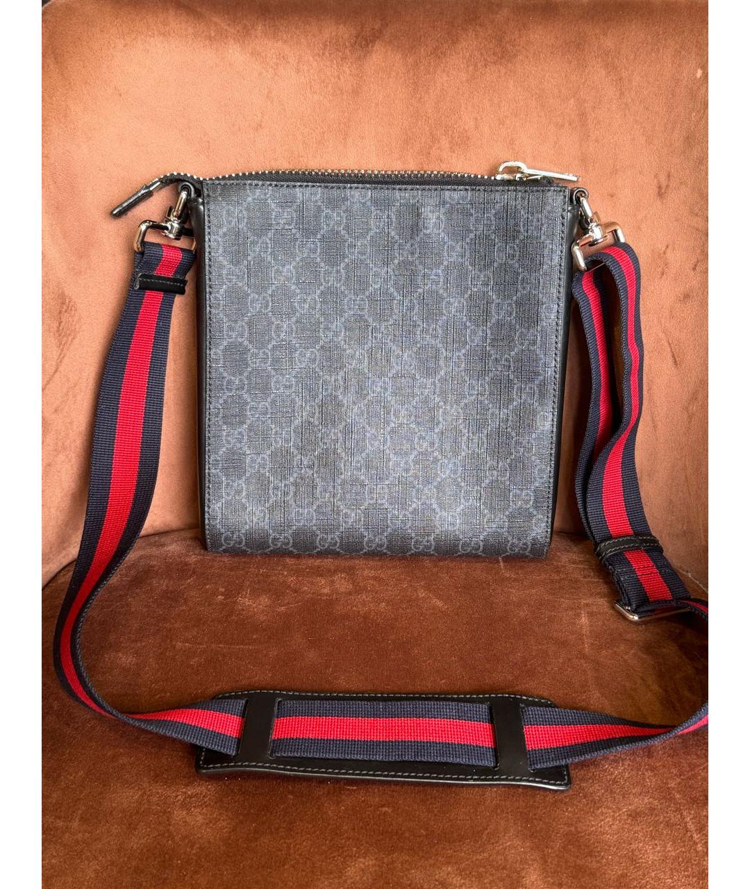 GUCCI Черная сумка на плечо из канвы, фото 3