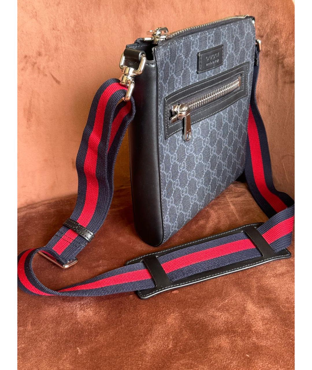 GUCCI Черная сумка на плечо из канвы, фото 2