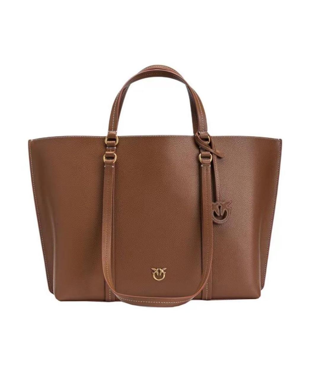PINKO Коричневая сумка тоут из кожи аллигатора, фото 8