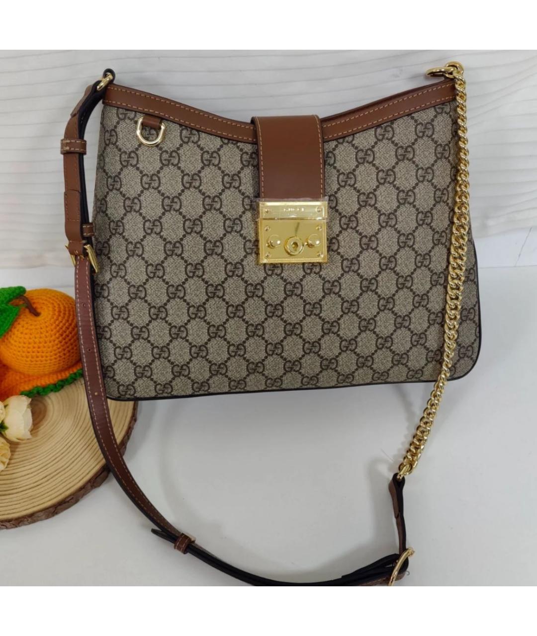 GUCCI Бежевая кожаная сумка через плечо, фото 5