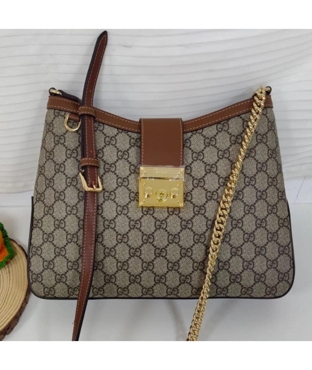 GUCCI Бежевая кожаная сумка через плечо, фото 4